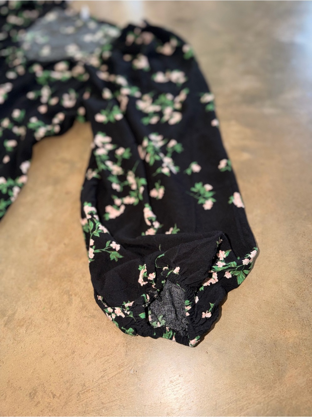 Old Navy XXL Black Floral Peplum Blouse Square Neck Balloon Sleeve Cottage - Picture 3 of 14